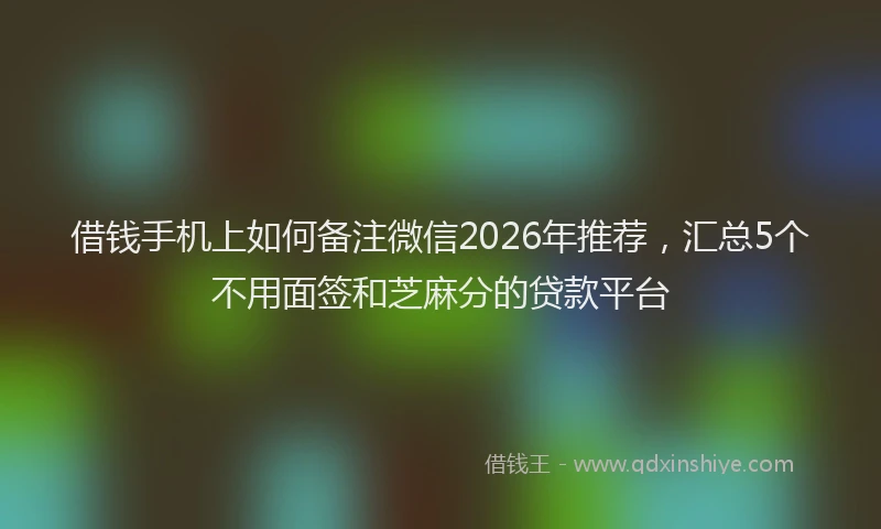 借钱手机上如何备注微信2026年推荐，汇总5个不用面签和芝麻分的贷款平台