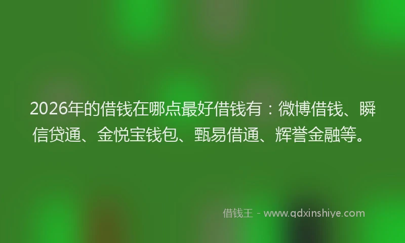 2026年的借钱在哪点最好借钱有：微博借钱、瞬信贷通、金悦宝钱包、甄易借通、辉誉金融等。