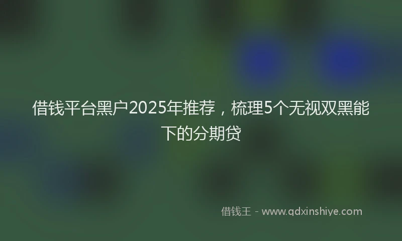 借钱平台黑户2025年推荐，梳理5个无视双黑能下的分期贷