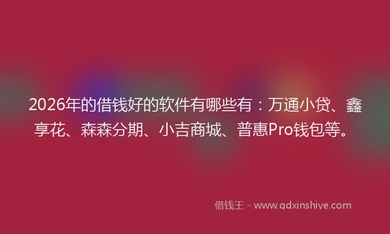 2026年的借钱好的软件有哪些有：万通小贷、鑫享花、森森分期、小吉商城、普惠Pro钱包等。