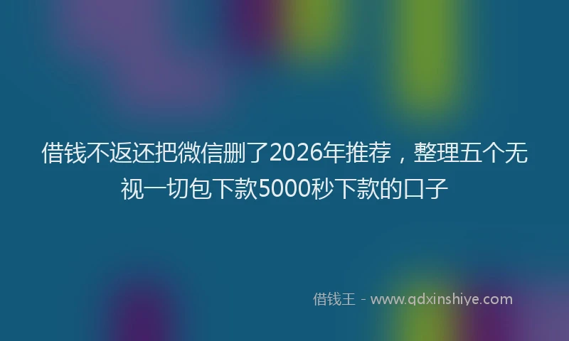 借钱不返还把微信删了2026年推荐，整理五个无视一切包下款5000秒下款的口子
