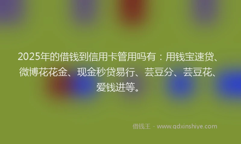 2025年的借钱到信用卡管用吗有：用钱宝速贷、微博花花金、现金秒贷易行、芸豆分、芸豆花、爱钱进等。