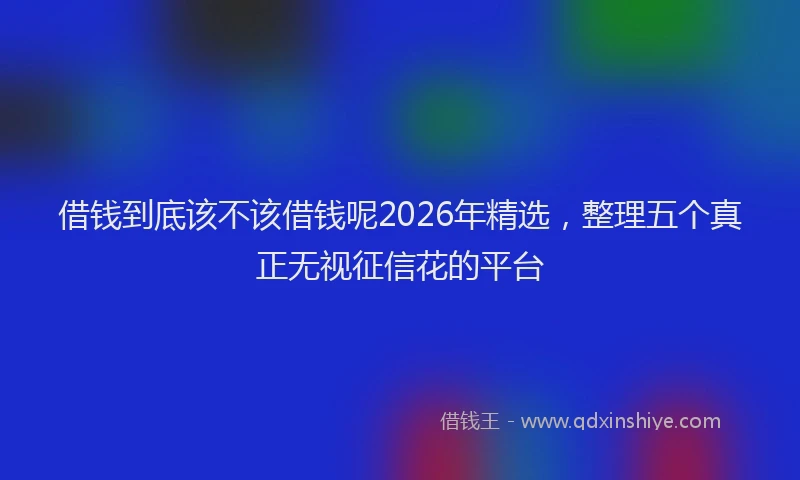 借钱到底该不该借钱呢2026年精选，整理五个真正无视征信花的平台