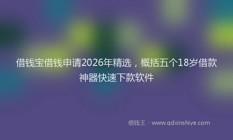 借钱宝借钱申请2026年精选,概括五个18岁借款神器快速下款软件