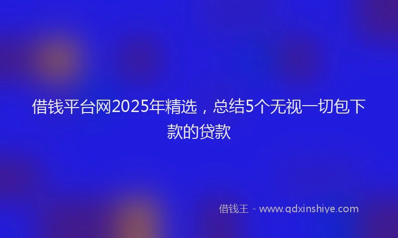 借钱平台网2025年精选，总结5个无视一切包下款的贷款