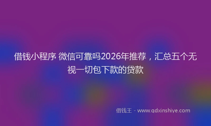 借钱小程序 微信可靠吗2026年推荐,汇总五个无视一切包下款的贷款