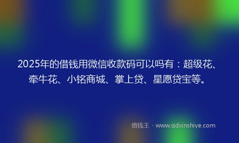 2025年的借钱用微信收款码可以吗有：超级花、牵牛花、小铭商城、掌上贷、星愿贷宝等。