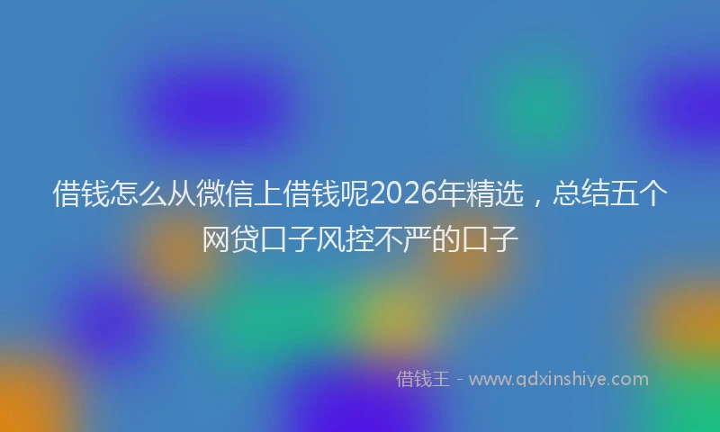 借钱怎么从微信上借钱呢2026年精选，总结五个网贷口子风控不严的口子