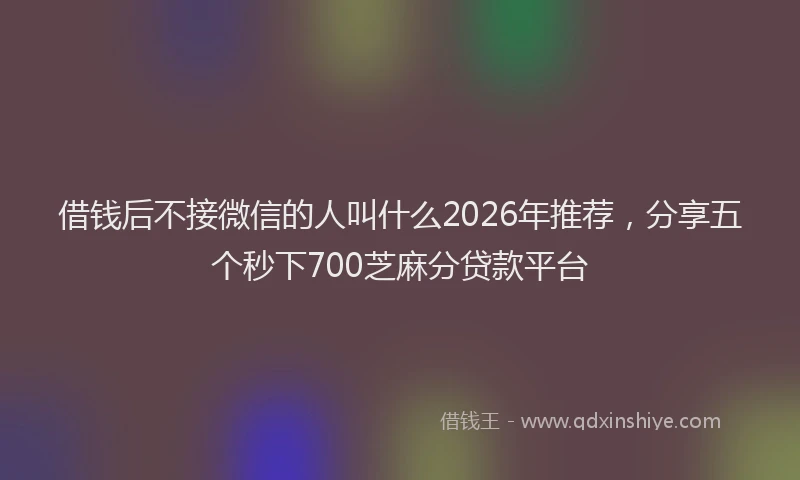 借钱后不接微信的人叫什么2026年推荐，分享五个秒下700芝麻分贷款平台