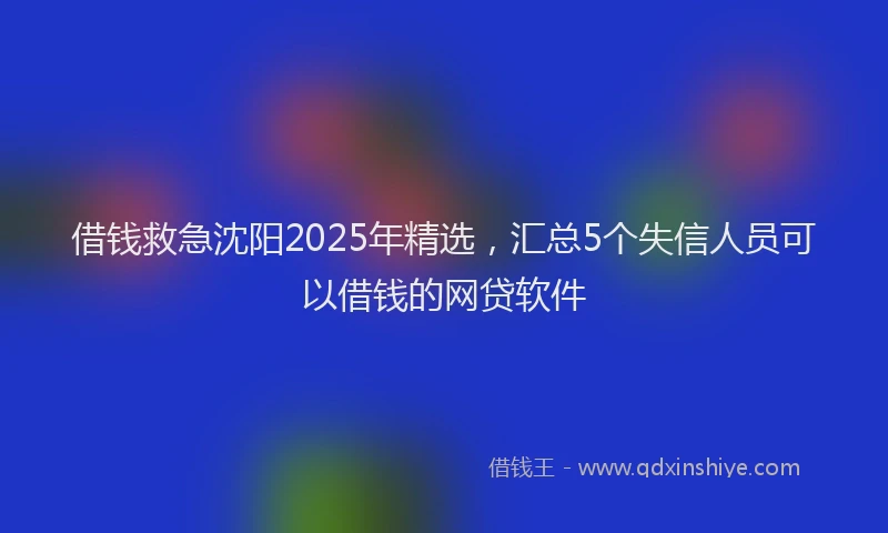 借钱救急沈阳2025年精选，汇总5个失信人员可以借钱的网贷软件