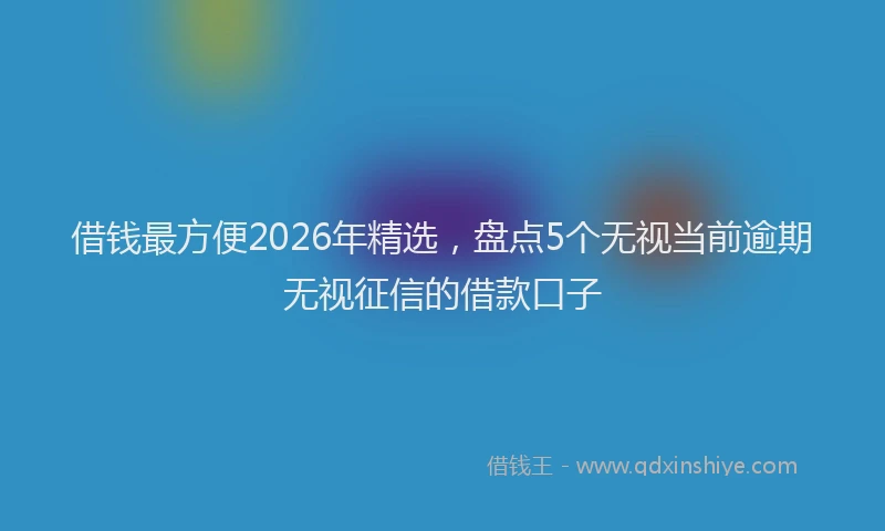 借钱最方便2026年精选，盘点5个无视当前逾期无视征信的借款口子