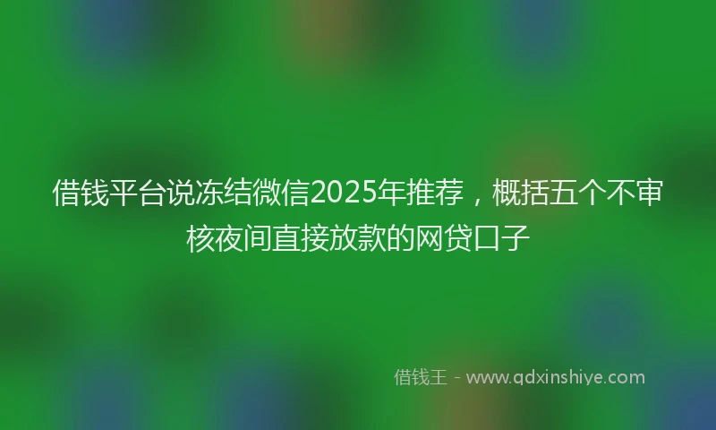 借钱平台说冻结微信2025年推荐，概括五个不审核夜间直接放款的网贷口子