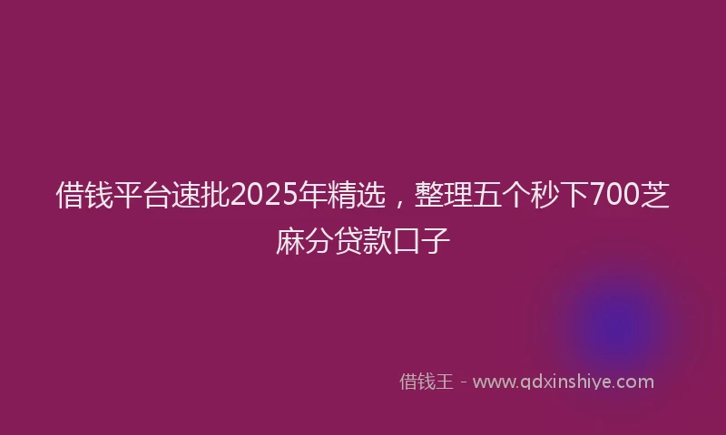 借钱平台速批2025年精选,整理五个秒下700芝麻分贷款口子