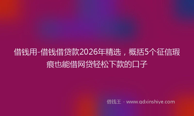 借钱用-借钱借贷款2026年精选，概括5个征信瑕疵也能借网贷轻松下款的口子