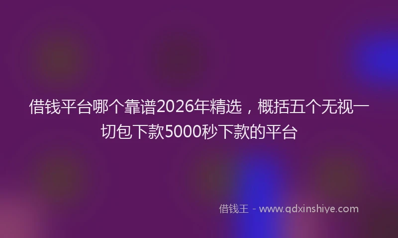 借钱平台哪个靠谱2026年精选,概括五个无视一切包下款5000秒下款的平台