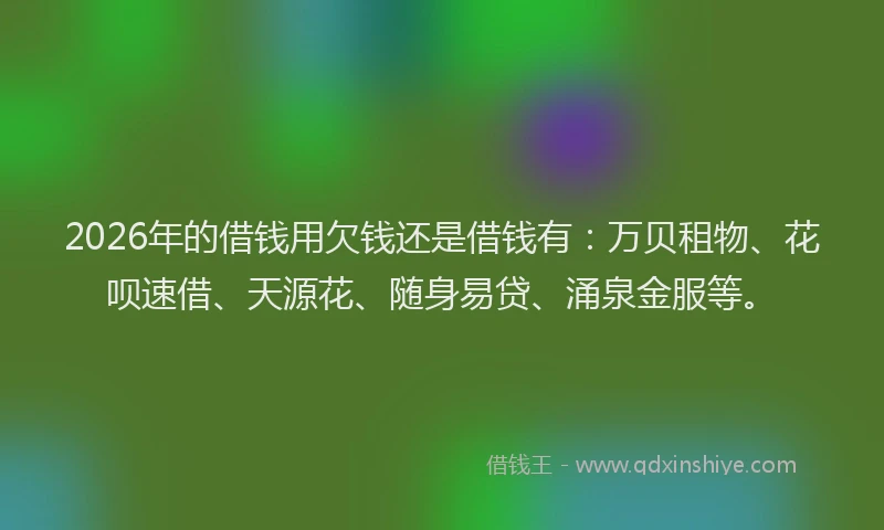 2026年的借钱用欠钱还是借钱有：万贝租物、花呗速借、天源花、随身易贷、涌泉金服等。