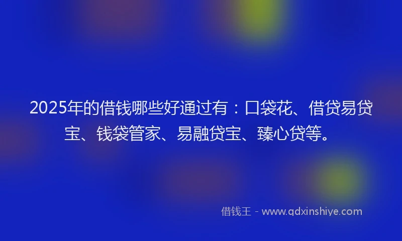 2025年的借钱哪些好通过有：口袋花、借贷易贷宝、钱袋管家、易融贷宝、臻心贷等。
