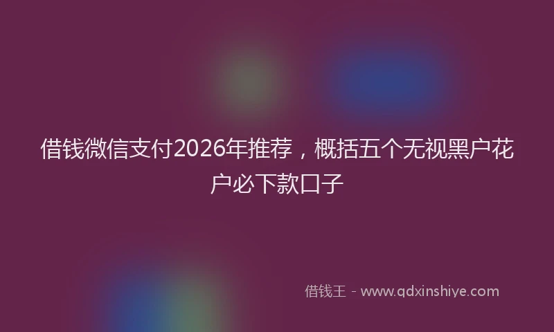 借钱微信支付2026年推荐，概括五个无视黑户花户必下款口子