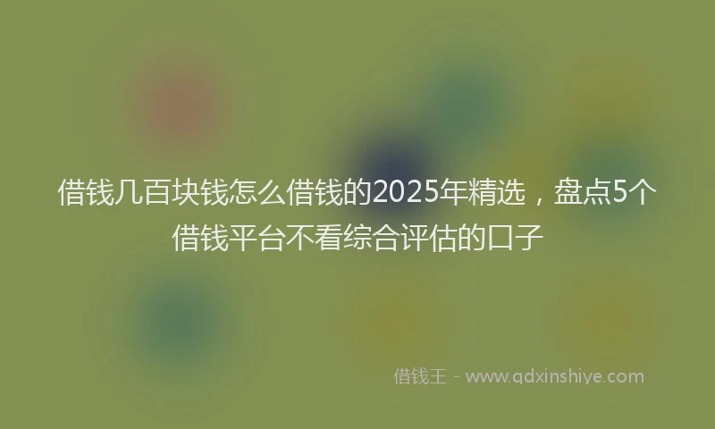 借钱几百块钱怎么借钱的2025年精选，盘点5个借钱平台不看综合评估的口子