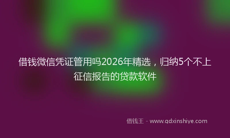借钱微信凭证管用吗2026年精选，归纳5个不上征信报告的贷款软件
