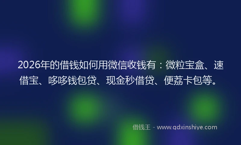 2026年的借钱如何用微信收钱有：微粒宝盒、速借宝、哆哆钱包贷、现金秒借贷、便荔卡包等。