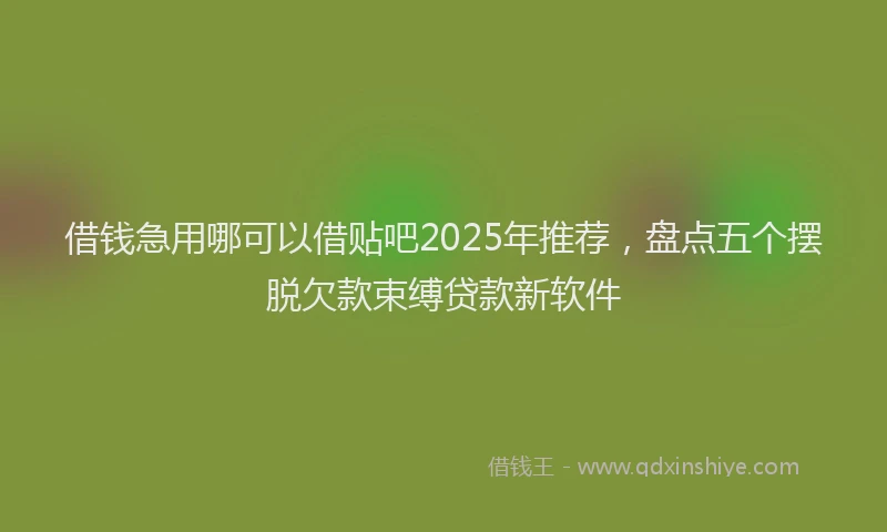 借钱急用哪可以借贴吧2025年推荐，盘点五个摆脱欠款束缚贷款新软件