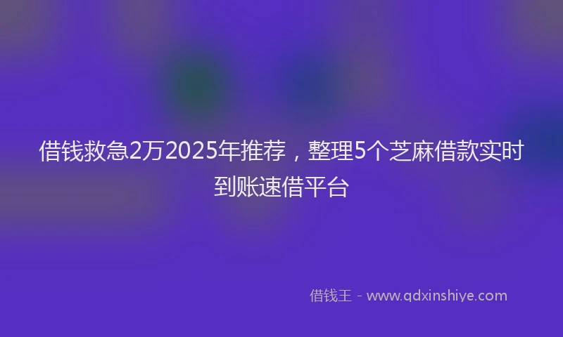 借钱救急2万2025年推荐，整理5个芝麻借款实时到账速借平台