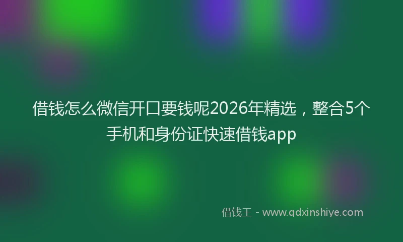 借钱怎么微信开口要钱呢2026年精选，整合5个手机和身份证快速借钱app