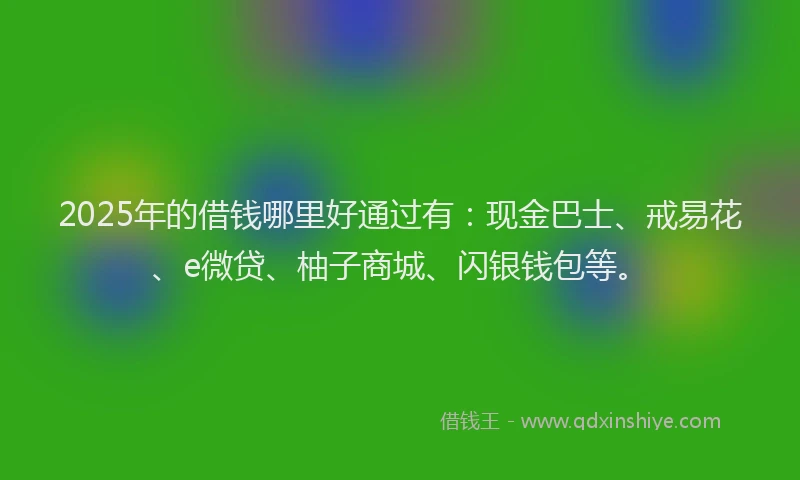 2025年的借钱哪里好通过有：现金巴士、戒易花、e微贷、柚子商城、闪银钱包等。