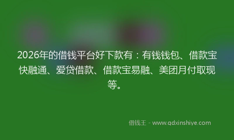 2026年的借钱平台好下款有：有钱钱包、借款宝快融通、爱贷借款、借款宝易融、美团月付取现等。