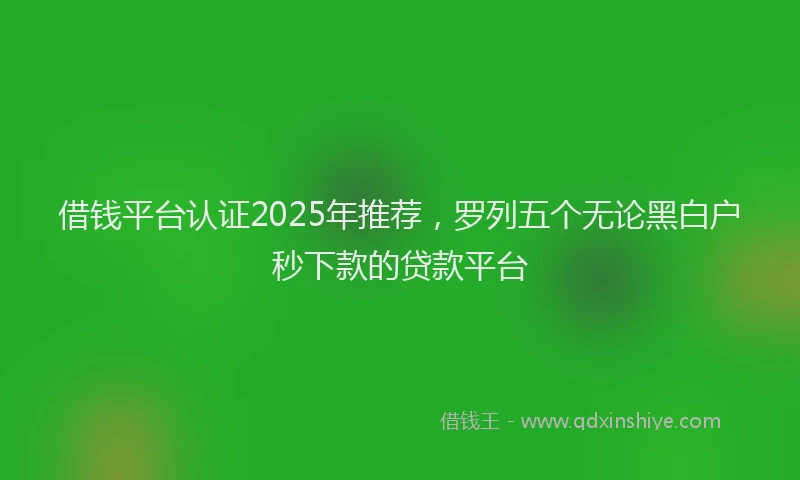 借钱平台认证2025年推荐，罗列五个无论黑白户秒下款的贷款平台