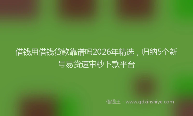 借钱用借钱贷款靠谱吗2026年精选，归纳5个新号易贷速审秒下款平台