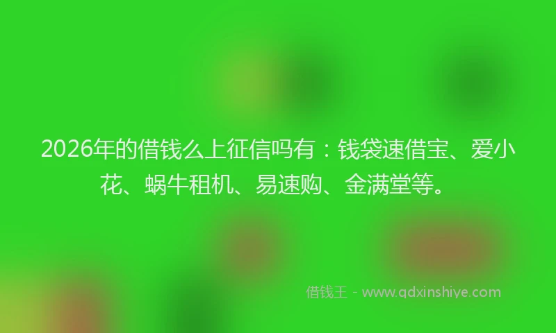 2026年的借钱么上征信吗有:钱袋速借宝、爱小花、蜗牛租机、易速购、金满堂等。