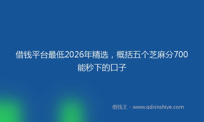 借钱平台最低2026年精选，概括五个芝麻分700能秒下的口子
