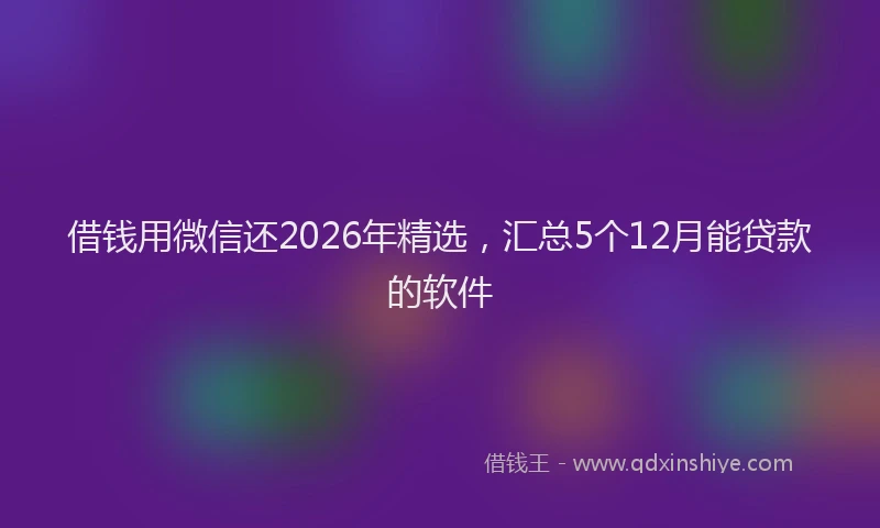 借钱用微信还2026年精选，汇总5个12月能贷款的软件