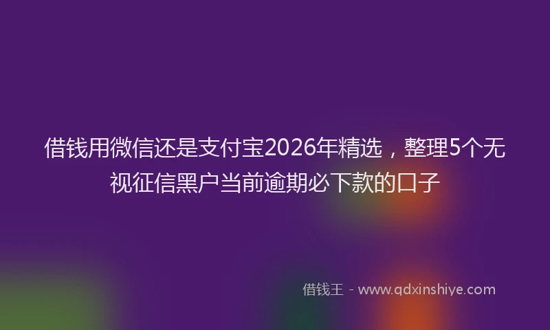 借钱用微信还是支付宝2026年精选，整理5个无视征信黑户当前逾期必下款的口子