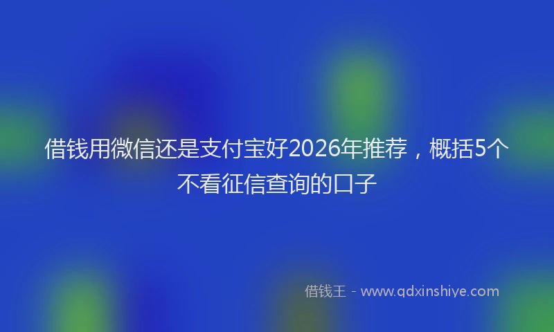 借钱用微信还是支付宝好2026年推荐，概括5个不看征信查询的口子