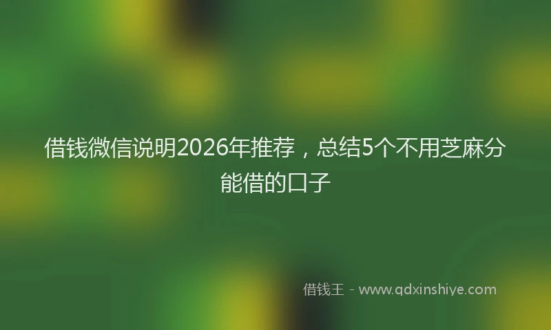 借钱微信说明2026年推荐,总结5个不用芝麻分能借的口子