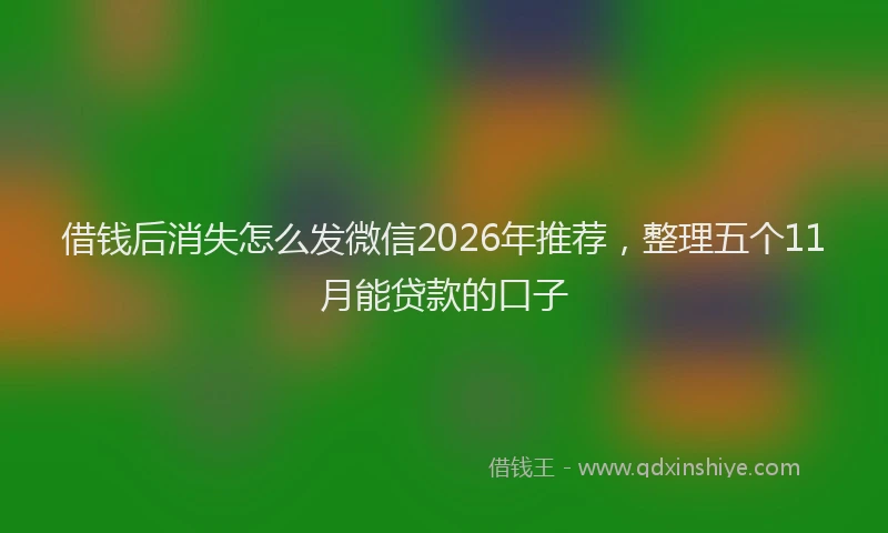 借钱后消失怎么发微信2026年推荐,整理五个11月能贷款的口子