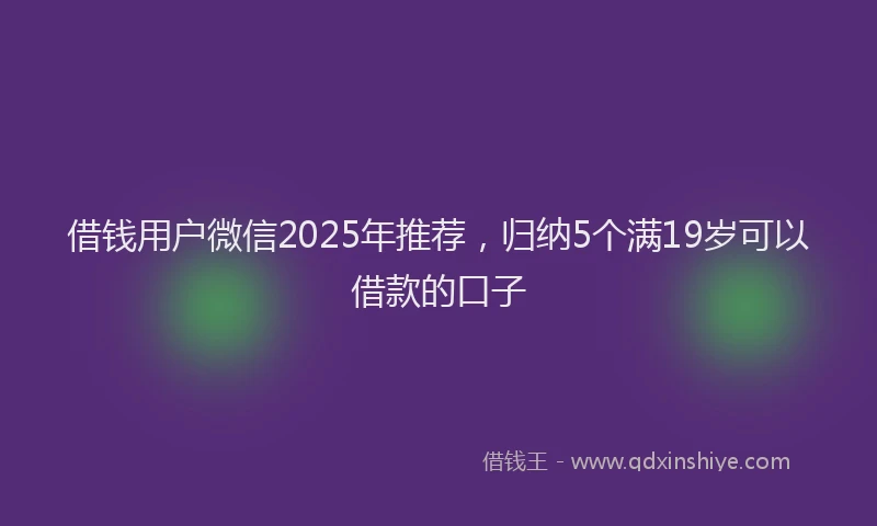 借钱用户微信2025年推荐，归纳5个满19岁可以借款的口子