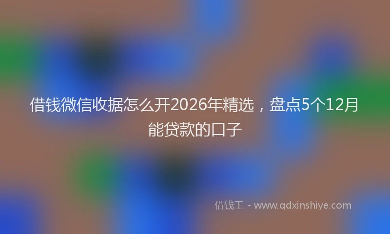 借钱微信收据怎么开2026年精选，盘点5个12月能贷款的口子