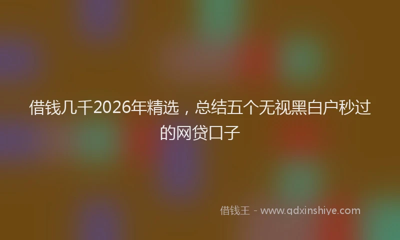 借钱几千2026年精选,总结五个无视黑白户秒过的网贷口子