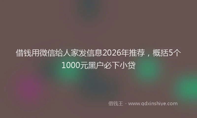 借钱用微信给人家发信息2026年推荐，概括5个1000元黑户必下小贷