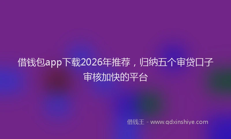 借钱包app下载2026年推荐，归纳五个审贷口子审核加快的平台