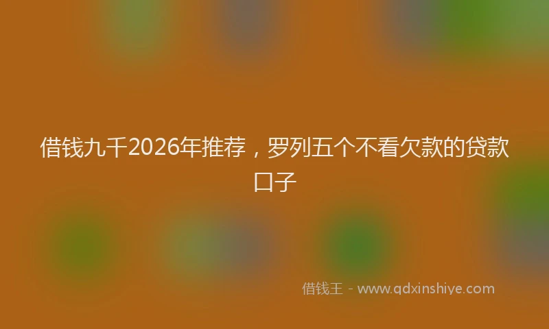 借钱九千2026年推荐，罗列五个不看欠款的贷款口子