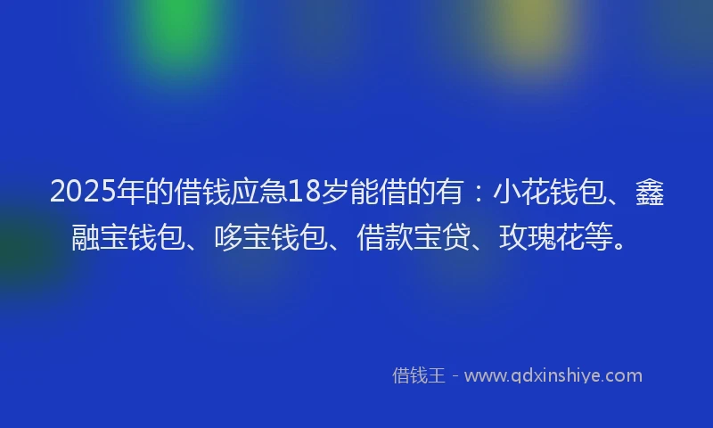 2025年的借钱应急18岁能借的有：小花钱包、鑫融宝钱包、哆宝钱包、借款宝贷、玫瑰花等。