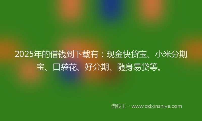 2025年的借钱到下载有：现金快贷宝、小米分期宝、口袋花、好分期、随身易贷等。