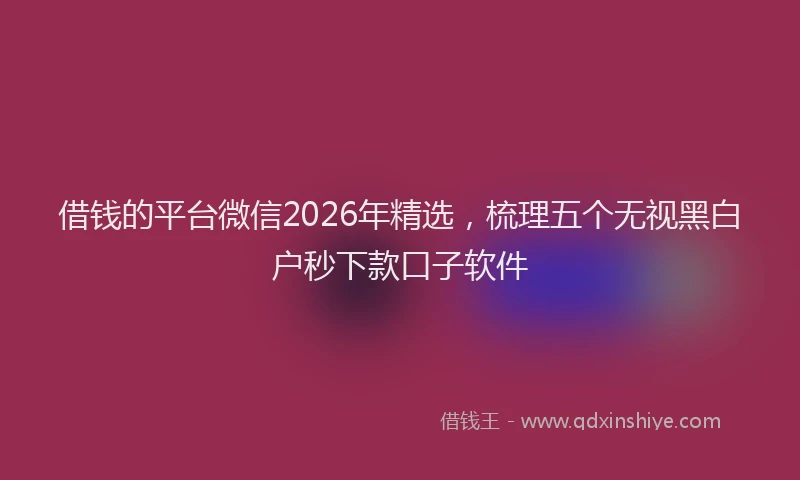 借钱的平台微信2026年精选，梳理五个无视黑白户秒下款口子软件