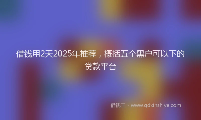借钱用2天2025年推荐，概括五个黑户可以下的贷款平台