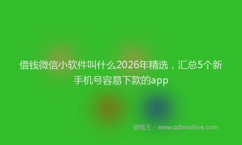 借钱微信小软件叫什么2026年精选，汇总5个新手机号容易下款的app